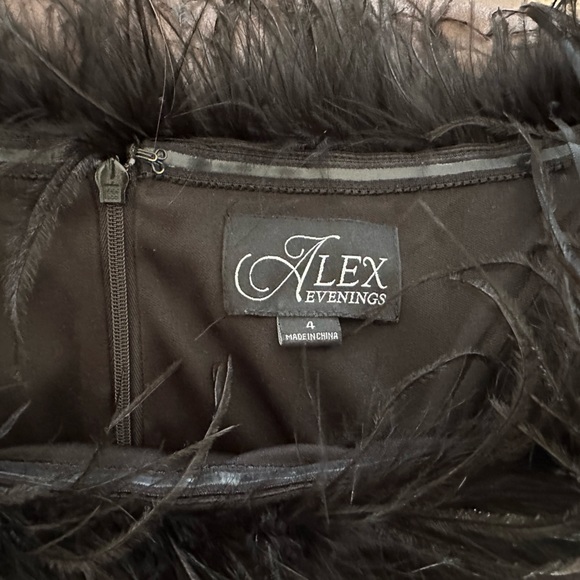 Off-the-Shoulder Matte Jersey Gown with Maribou Neckline - Picture 2 of 6